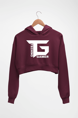 Techno Gamer Crop HOODIE FOR WOMEN-Maroon-Ektarfa.online