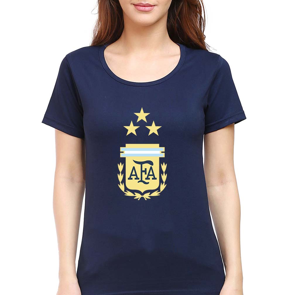 Argentina Football T-Shirt for Women-Navy Blue-Ektarfa.online