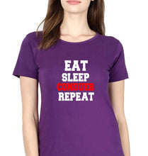 Load image into Gallery viewer, eat sleep conquer repeat T-Shirt for Women-Purple-Ektarfa.online
