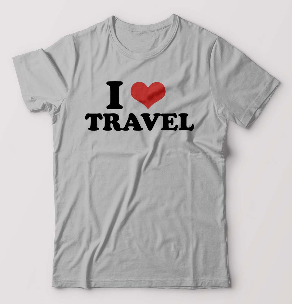 I LOVE TRAVEL T-Shirt for Men-Grey Melange-Ektarfa.online
