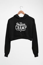 Load image into Gallery viewer, The Rock - The People&#39;s Champ Crop HOODIE FOR WOMEN-Black-Ektarfa.online
