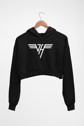 van halen Crop HOODIE FOR WOMEN-Black-Ektarfa.online