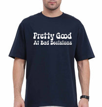 Load image into Gallery viewer, pretty good at bad decisions Oversized T-Shirt for Men-Navy Blue-Ektarfa.online
