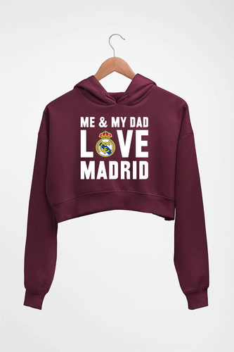 Love Real Madrid Crop HOODIE FOR WOMEN-Maroon-Ektarfa.online