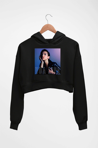 dua lipa Crop HOODIE FOR WOMEN-Black-Ektarfa.online