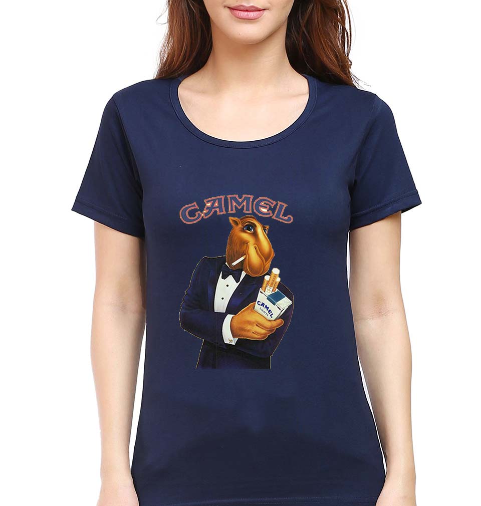 camel cigarette T-Shirt for Women-Navy Blue-Ektarfa.online