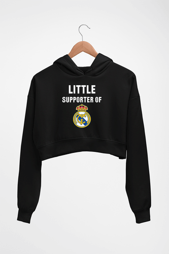 Little Supporter Real Madrid Crop HOODIE FOR WOMEN-Black-Ektarfa.online