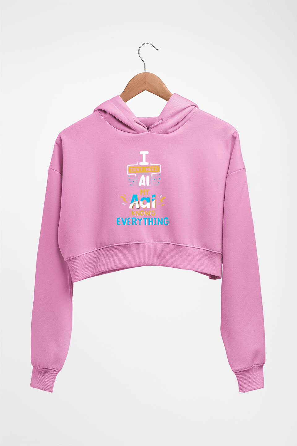 Artificial intelligence (AI) Aai Crop HOODIE FOR WOMEN-Light Baby Pink-Ektarfa.online
