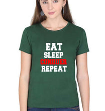 Load image into Gallery viewer, eat sleep conquer repeat T-Shirt for Women-Dark Green-Ektarfa.online
