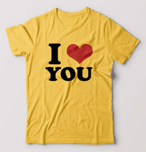 Load image into Gallery viewer, I LOVE YOU T-Shirt for Men-Golden Yellow-Ektarfa.online
