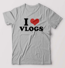 Load image into Gallery viewer, I LOVE VLOGS T-Shirt for Men-Grey Melange-Ektarfa.online
