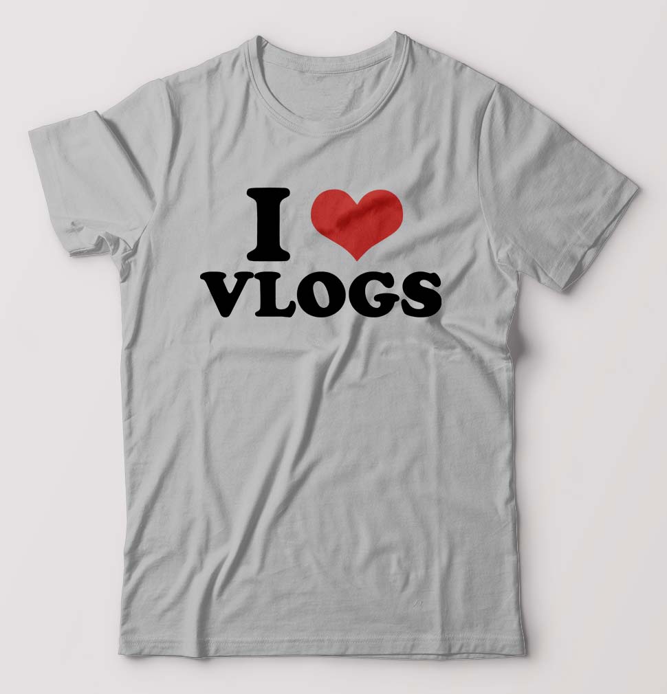 I LOVE VLOGS T-Shirt for Men-Grey Melange-Ektarfa.online