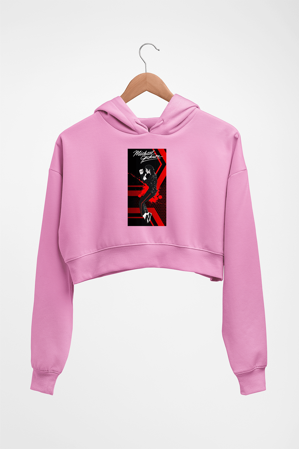 Michael Jackson Crop HOODIE FOR WOMEN-Light Baby Pink-Ektarfa.online