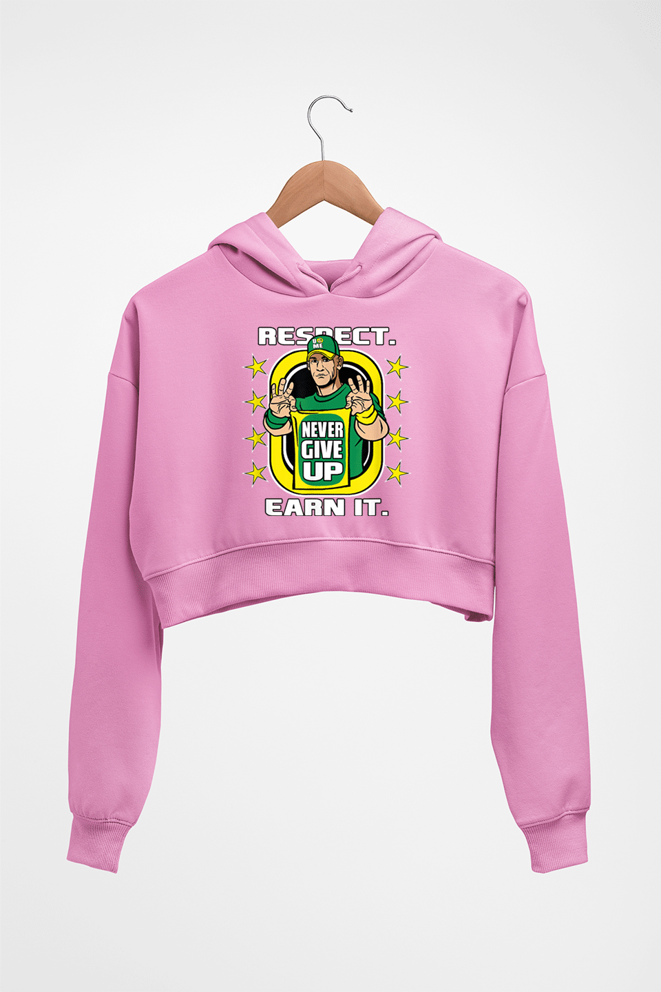 john cena never give up Crop HOODIE FOR WOMEN-Light Baby Pink-Ektarfa.online