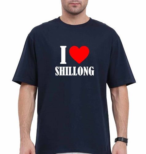 i love shillong Oversized T-Shirt for Men-Navy Blue-Ektarfa.online