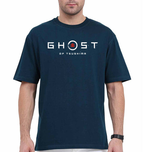 Ghost of Tsushima Oversized T-Shirt for Men-Petrol Blue-Ektarfa.online