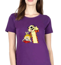 Load image into Gallery viewer, calvin hobbes T-Shirt for Women-Purple-Ektarfa.online
