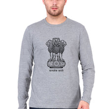 Load image into Gallery viewer, satyamev jayate Full Sleeves T-Shirt for Men-Grey Melange-Ektarfa.online
