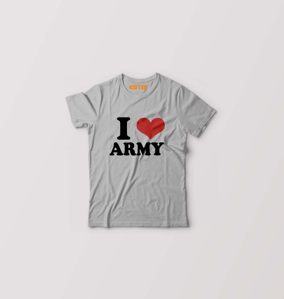 I LOVE ARMY T-Shirt for Boy/Girl-Grey-Ektarfa.online