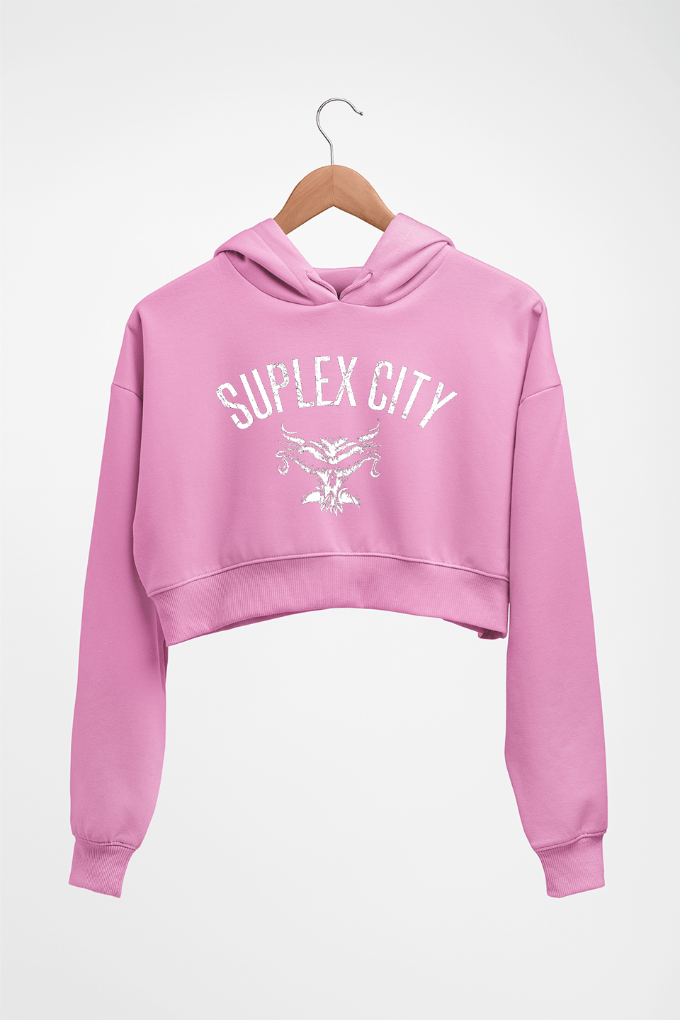 WWE Brock Lesnar Suplex City Crop HOODIE FOR WOMEN-Light Baby Pink-Ektarfa.online