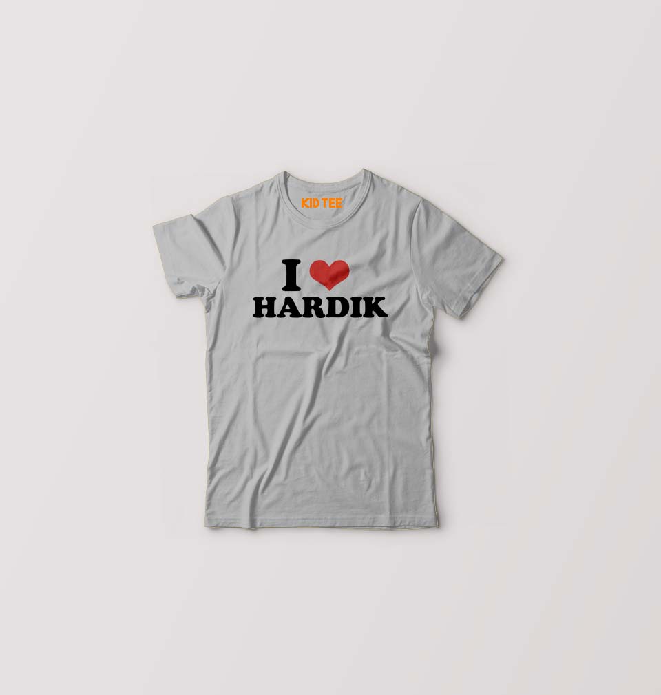 I LOVE HARDIK T-Shirt for Boy/Girl-Grey-Ektarfa.online