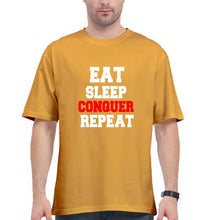 Load image into Gallery viewer, eat sleep conquer repeat Oversized T-Shirt for Men-Golden Yellow-Ektarfa.online
