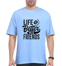 Load image into Gallery viewer, life is better with friends Oversized T-Shirt for Men-Baby Blue-Ektarfa.online
