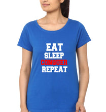 Load image into Gallery viewer, eat sleep conquer repeat T-Shirt for Women-Royal Blue-Ektarfa.online
