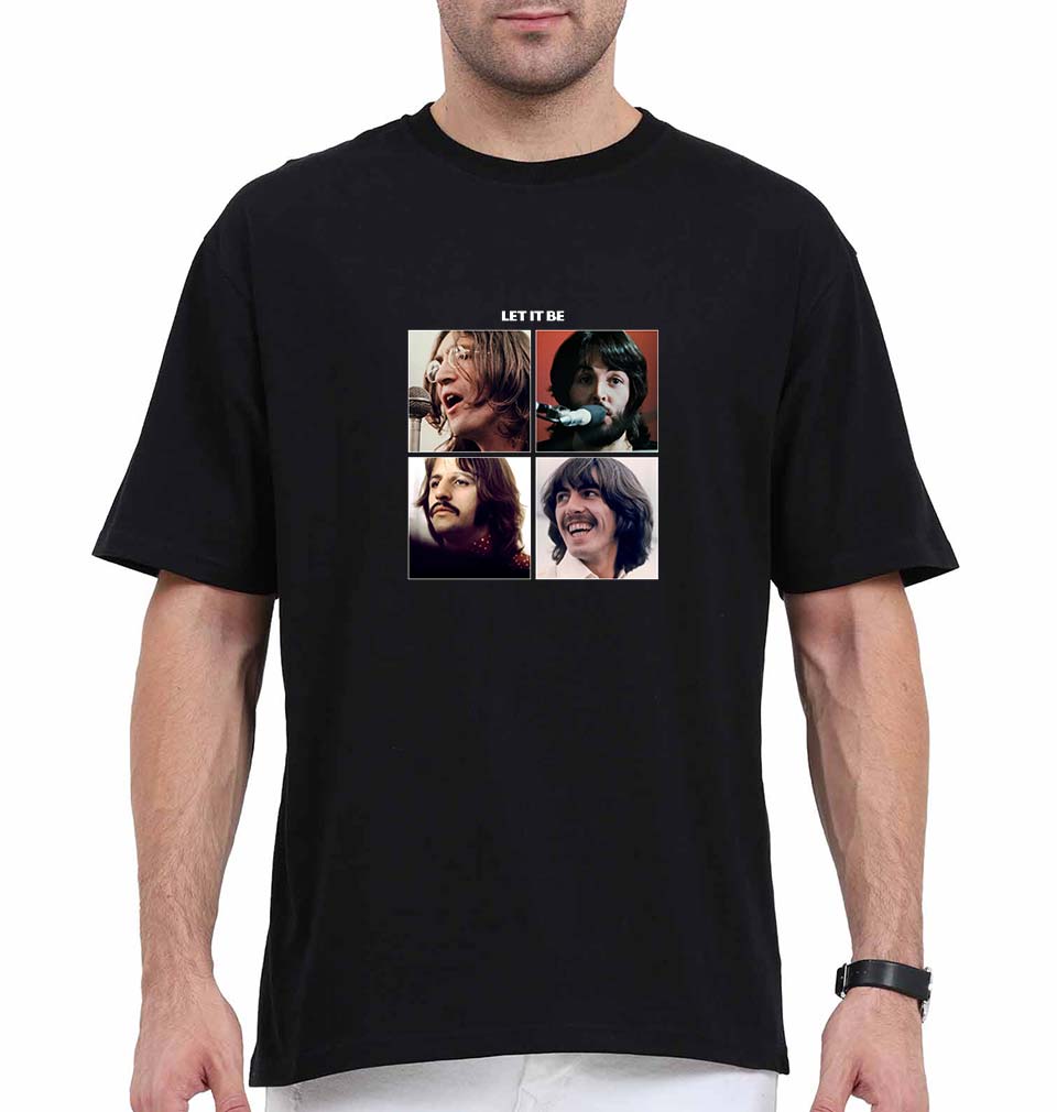 the beatles let it be Oversized T-Shirt for Men-Black-Ektarfa.online