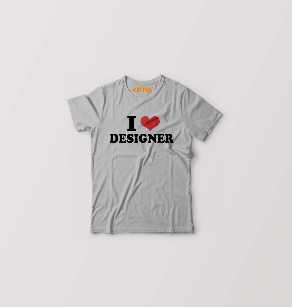 I LOVE DESIGNER T-Shirt for Boy/Girl-Grey-Ektarfa.online