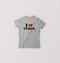 Load image into Gallery viewer, I LOVE VLOGS T-Shirt for Boy/Girl-Grey-Ektarfa.online
