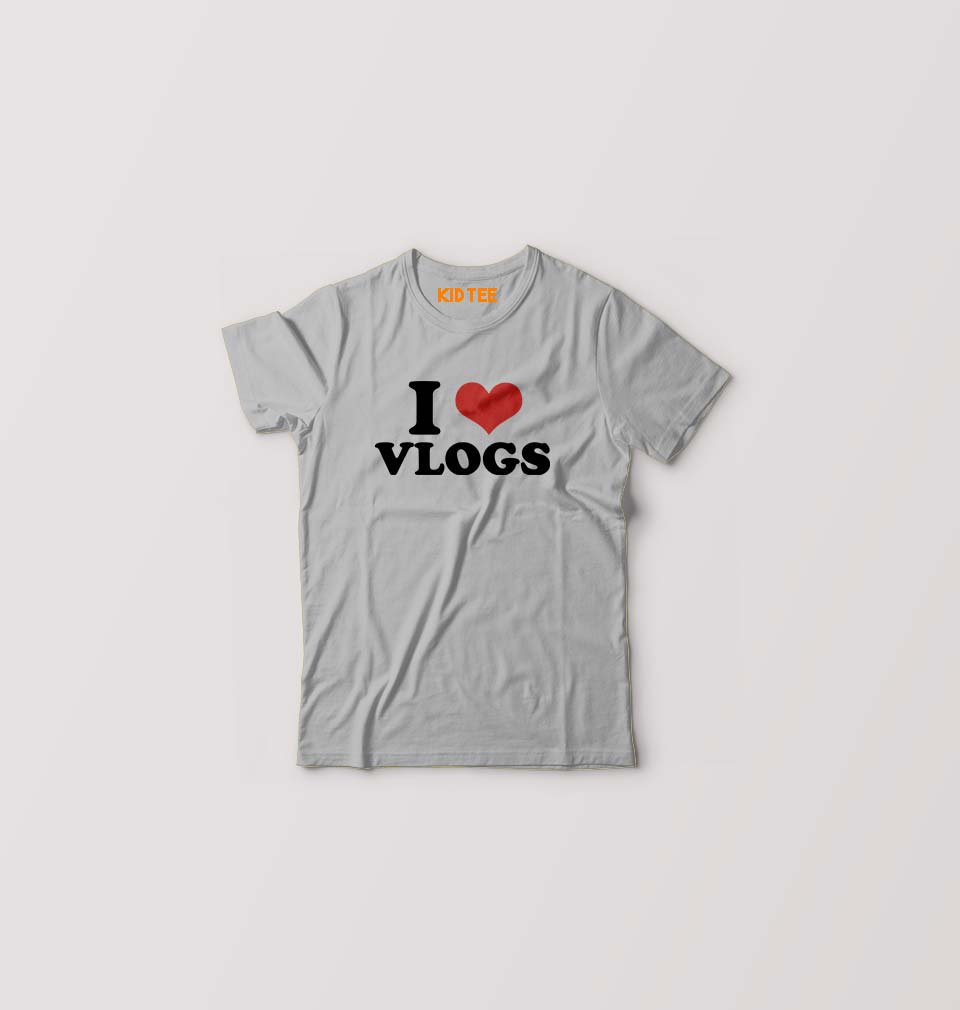 I LOVE VLOGS T-Shirt for Boy/Girl-Grey-Ektarfa.online