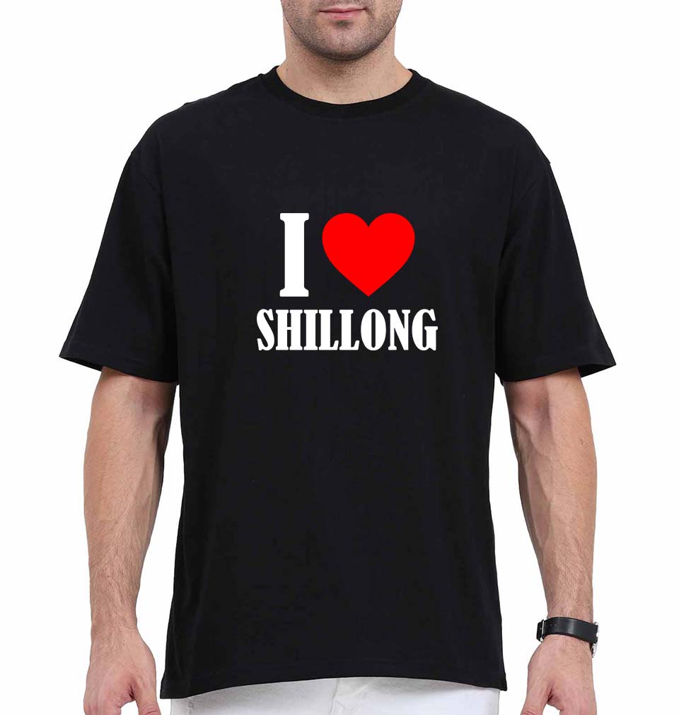 i love shillong Oversized T-Shirt for Men-Black-Ektarfa.online