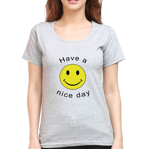 Nice Day Emoji T-Shirt for Women-Grey Melange-Ektarfa.online
