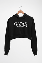 Load image into Gallery viewer, Qatar Airways Crop HOODIE FOR WOMEN-Black-Ektarfa.online

