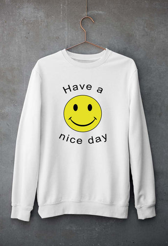 Nice Day Emoji Unisex Sweatshirt for Men/Women-White-Ektarfa.online
