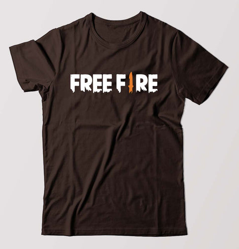 free fire T-Shirt for Men-Coffee Brown-Ektarfa.online