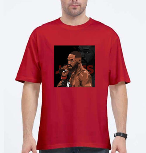 jon jones UFC Oversized T-Shirt for Men-Red-Ektarfa.online