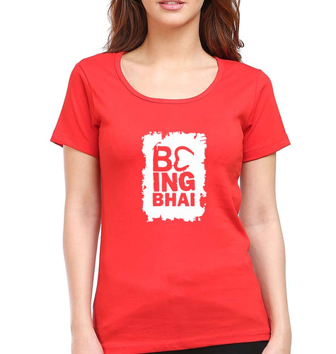 Being Bhai T-Shirt for Women-Red-Ektarfa.online