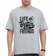 Load image into Gallery viewer, life is better with friends Oversized T-Shirt for Men-Grey-Ektarfa.online
