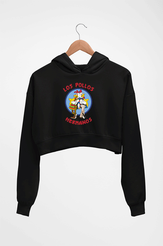 Los Pollos Hermanos Breaking Bad Crop HOODIE FOR WOMEN-Black-Ektarfa.online