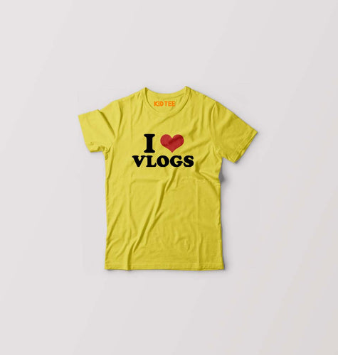 I LOVE VLOGS T-Shirt for Boy/Girl-Yellow-Ektarfa.online