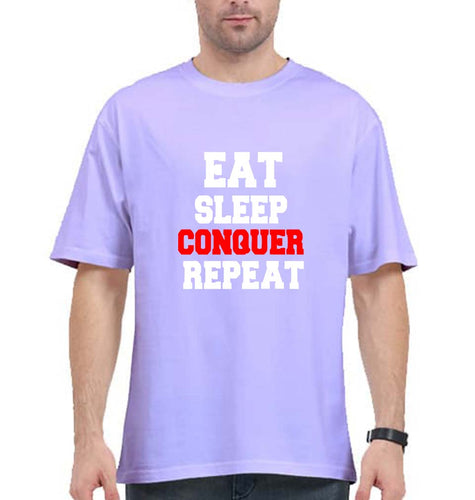 eat sleep conquer repeat Oversized T-Shirt for Men-Lavender-Ektarfa.online