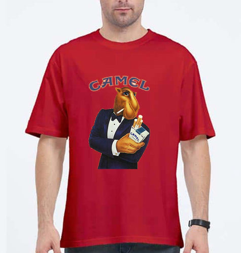 camel cigarette Oversized T-Shirt for Men-Red-Ektarfa.online