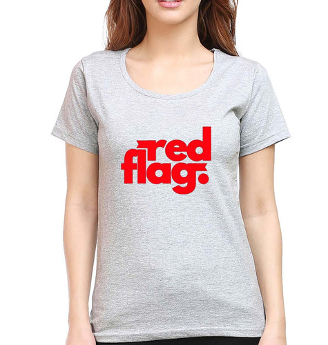 Red Flag T-Shirt for Women-Grey Melange-Ektarfa.online