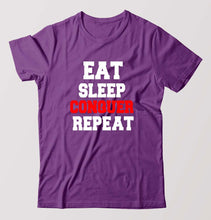 Load image into Gallery viewer, eat sleep conquer repeat T-Shirt for Men-Purple-Ektarfa.online
