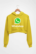 Load image into Gallery viewer, WhatsApp Crop HOODIE FOR WOMEN-Mustard Yellow-Ektarfa.online
