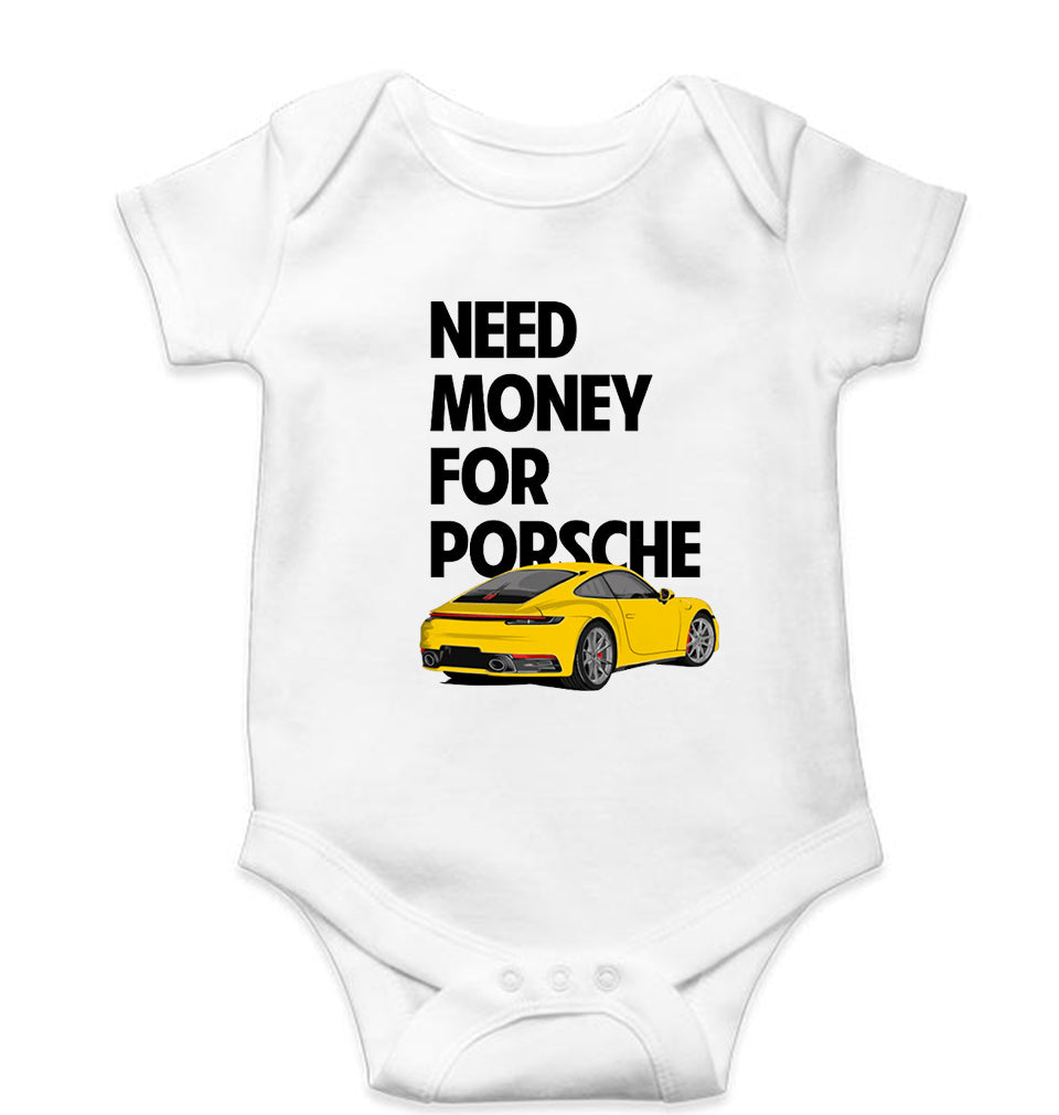 Porsche (Need Money) Romper For Baby Boy/Girl-White-Ektarfa.online