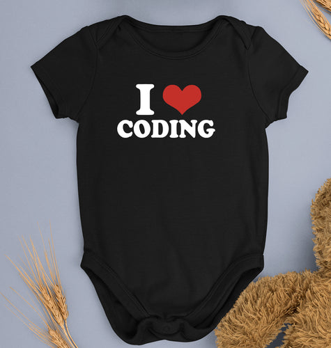 I LOVE CODING Romper For Baby Boy/Girl-Black-Ektarfa.online