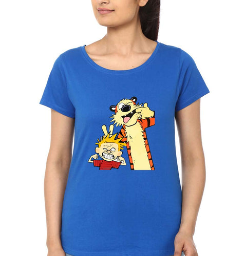 calvin hobbes T-Shirt for Women-Royal Blue-Ektarfa.online